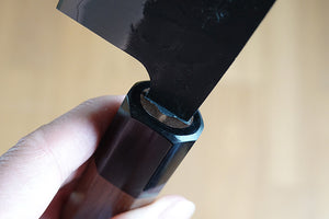 CH012 - Couteau Japonais Wa-Santoku Zenpou noir  - Lame de 17cm en acier au carbone Aogami Super