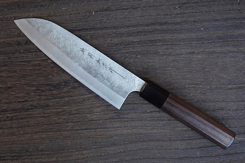 CK201 - Couteau Japonais Wa-Santoku damas 17 couches Echizen Kamo - Lame de 17cm en acier Vg10