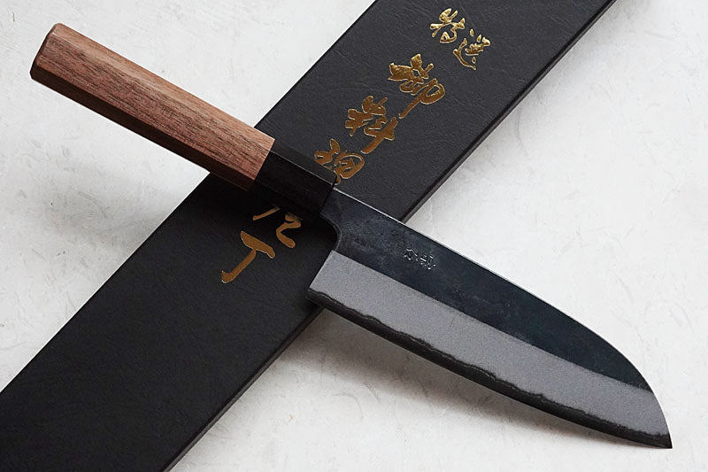 CM003 - Couteau japonais Santoku noir Muneishi - Lame de 17cm en acier au carbone Aogami