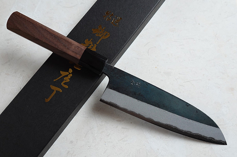 CM003 - Couteau japonais Santoku noir Muneishi - Lame de 17cm en acier au carbone Aogami