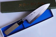 Charger l&#39;image dans la galerie, CM102 Couteau Japonais Deba Zenpou pour droitier - Lame de 15cm en acier au carbone Shirogami