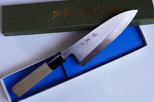 CM102 Couteau Japonais Deba Zenpou pour droitier - Lame de 15cm en acier au carbone Shirogami