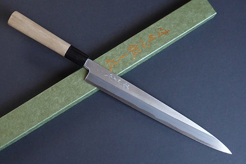 CM103 Couteau Japonais Yanagiba Zenpou pour droitier - Lame de 26.5cm en acier au carbone Shirogami