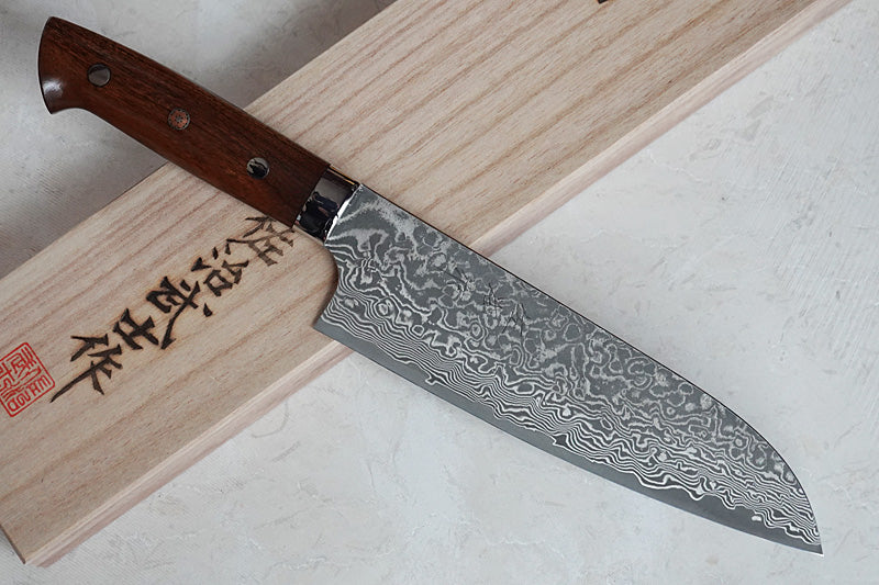 CS210 - Couteau Japonais Santoku damas 33 couches Saji - Lame de 18cm en acier R2