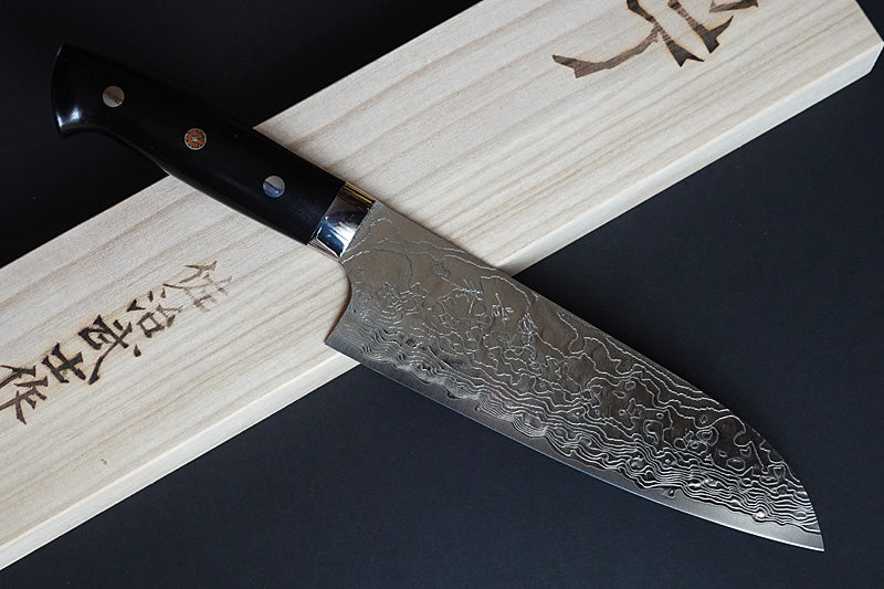 CS211 - Couteau Japonais Santoku damas 33 couches finition diamant Saji - Lame de 18cm en acier R2