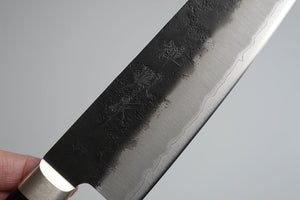 CH002 - Couteau Japonais Santoku Zenpou noir  - Lame de 18cm en acier au carbone Aogami Super