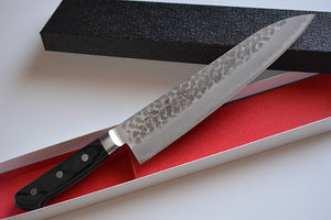 CH005 - Couteau Japonais Chef Gyuto Zenpou martelé  - Lame de 21cm en acier au carbone Aogami Super