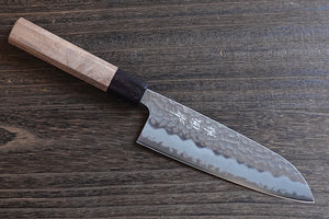 CH014 - Couteau Japonais Wa-Santoku Zenpou martelé  - Lame de 16.5cm en acier au carbone Aogami Supe