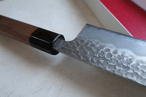 CH014 - Couteau Japonais Wa-Santoku Zenpou martelé  - Lame de 16.5cm en acier au carbone Aogami Supe