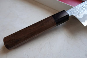 CH014 - Couteau Japonais Wa-Santoku Zenpou martelé  - Lame de 16.5cm en acier au carbone Aogami Supe