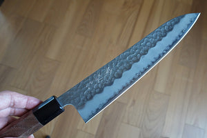 CH015 - Couteau Japonais Wa-Gyuto Zenpou martelé - Lame de 21cm en acier au carbone Aogami Super