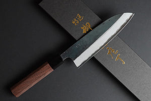 CM003 - Couteau japonais Santoku noir Muneishi - Lame de 17cm en acier au carbone Aogami