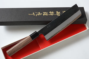 CM004 - Couteau japonais Nakiri noir Muneishi - Lame de 16.5cm en acier au carbone Aogami