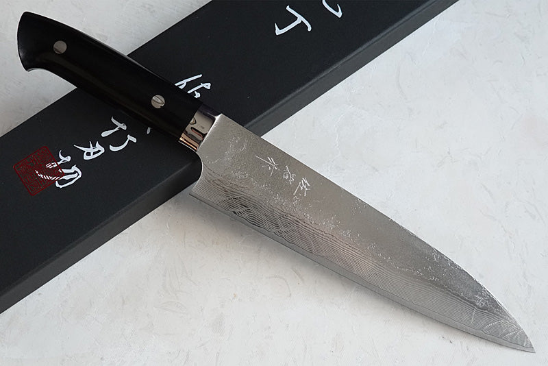 CS205 - Couteau Japonais Gyuto damas 33 couches migaki Saji - Lame de 21cm en acier Vg10