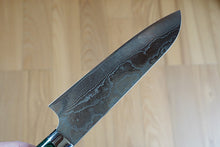 Charger l&#39;image dans la galerie, CS208 - Couteau Japonais Santoku damas 33 couches Saji poignée verte - Lame de 18cm en acier Vg10