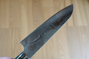 CS208 - Couteau Japonais Santoku damas 33 couches Saji poignée verte - Lame de 18cm en acier Vg10