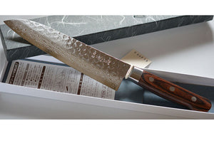 CT101 - Couteau Japonais Santoku damas 17 couches martellé Kaneatsu - Lame de 18.5cm en acier Vg10