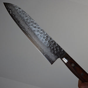 CT101 - Couteau Japonais Santoku damas 17 couches martellé Kaneatsu - Lame de 18.5cm en acier Vg10