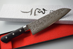 CY201 - Couteau Japonais Santoku SP damas 17 couches Zen-Pou - Lame de 17cm en acier Vg10