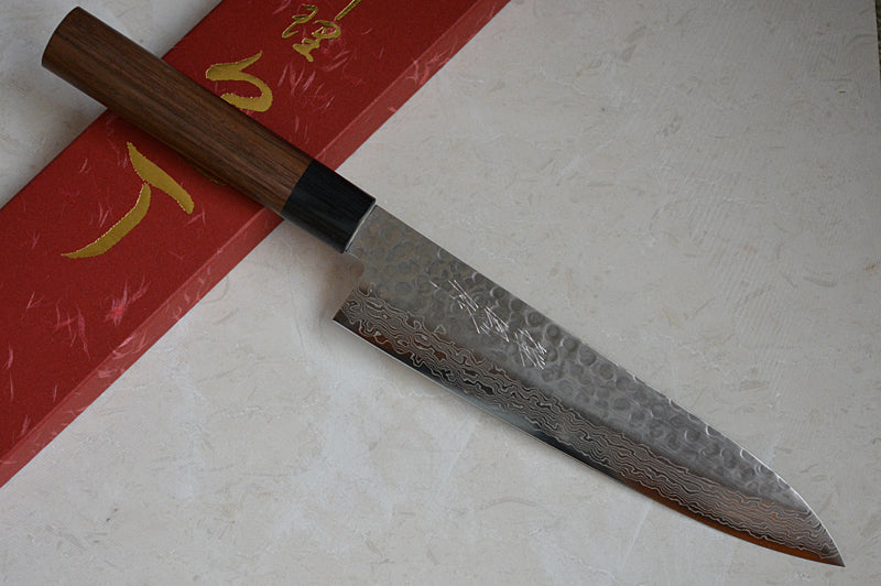 CY207 - Couteau Japonais Wa-Gyuto/chef damas 33 couches martellé Zen-Pou- Lame de 21.5cm en acier A10