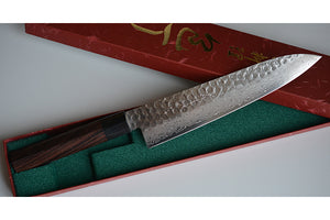 CY207 - Couteau Japonais Wa-Gyuto/chef damas 33 couches martellé Zen-Pou- Lame de 21.5cm en acier A10