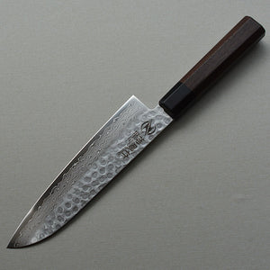 CY208 - Couteau Japonais Wa-Santoku damas 33 couches martellé Zen-Pou - Lame de 18.5cm en acier suédois