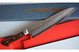 CY210 - Couteau Japonais chef's Gyuto damas 17 couches martellé Zen-Pou- Lame de 21.5cm en acier Vg10