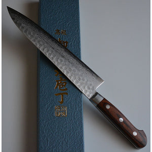CY210 - Couteau Japonais chef's Gyuto damas 17 couches martellé Zen-Pou- Lame de 21.5cm en acier Vg10
