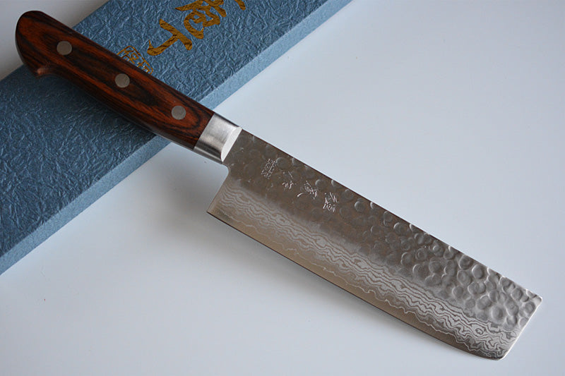CY211 - Couteau Japonais Usuba damas 17 couches martellé Zen-Pou- Lame de 16.5cm en acier Vg10