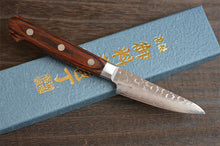 Charger l&#39;image dans la galerie, CY213 - Couteau Japonais Petit Paring damas 17 couches martellé Zen-Pou - Lame de 8cm en acier Vg10