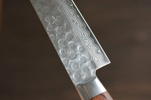 CY214 - Couteau Japonais Sujihiki damas 17 couches martellé Zen-Pou - Lame de 24.5cm en acier Vg10