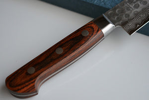CY214 - Couteau Japonais Sujihiki damas 17 couches martellé Zen-Pou - Lame de 24.5cm en acier Vg10