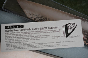 CY215- Couteau Japonais Kiritsuke Santoku martellé Zen-Pou - Lame de 19cm en acier AUS10