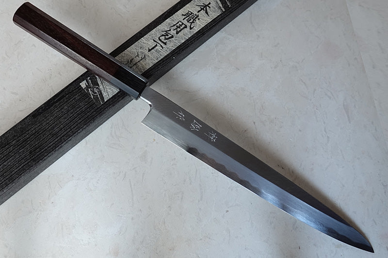 CY217 Couteau Japonais Yanagiba Zenpou pour droitier - Lame de 23cm en acier au carbone Shirogami2