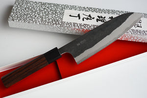 CY301 - Couteau Japonais Santoku Yamamoto noir  - Lame de 16.5cm en acier au carbone Aogami Super