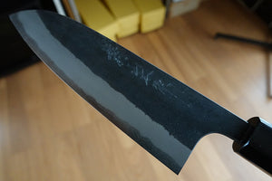 CY301 - Couteau Japonais Santoku Yamamoto noir  - Lame de 16.5cm en acier au carbone Aogami Super