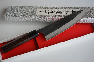 CY303 Couteau Japonais Gyuto Yamamoto noir  - Lame de 18cm en acier au carbone Aogami Super