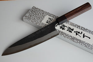 CY303 Couteau Japonais Gyuto Yamamoto noir  - Lame de 18cm en acier au carbone Aogami Super
