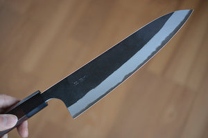 CY304 Couteau Japonais Gyuto Yamamoto noir  - Lame de 21cm en acier au carbone Aogami Super