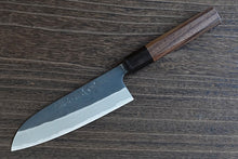 Charger l&#39;image dans la galerie, CY305 - Couteau Japonais Santoku Yamamoto noir  - Lame de 16.5cm en acier au carbone Shirogami#2