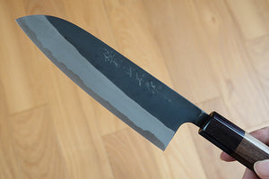 CY305 - Couteau Japonais Santoku Yamamoto noir  - Lame de 16.5cm en acier au carbone Shirogami#2