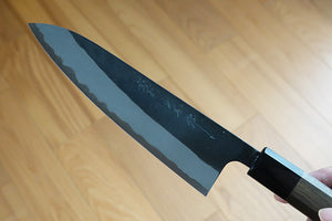 CY306 - Couteau Japonais Gyuto Yamamoto noir  - Lame de 18cm en acier au carbone Shirogami#2